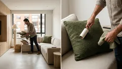 La tendencia 2025 en salas: sofá despejado y un solo cojín protagonista